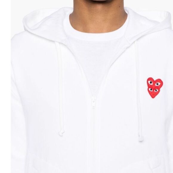 COMME DES GARCONS PLAY ♥️♥️ Double Heart Zip Hoodie unisex NWT Small - Picture 4 of 5